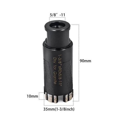 Ostek dry diamond core drill bit for granite, 35mm (1-3/8 in), 5/8-11 thread, front view