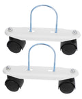 Heavy Duty Universal Replacement Heater Wheels With Smooth Swivel Casters For Oil Filled And Gas Space Heaters, black rollers on white base.