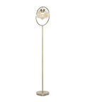 Gold Metal Floor Lamp With Hanging Glass Shade For Living Room, features a 65 inch tall sleek design with clear glass shade and gold finish.
