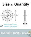 Top Shelf PTFE Coated Nylon Washers 5X8X0 5Mm Set Of One Hundred Pieces For Traxxas Rc Cars size diagram with measurements.