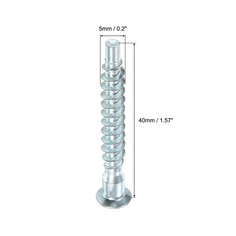 Zinc Plated Confirmat Screw with Hex Socket Countersunk Head for Quick Easy Wood Furniture Assembly, 5x50mm, side view