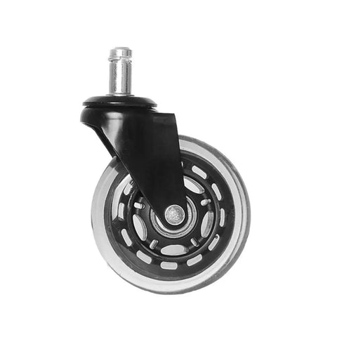 5pcs Inch Universal Wheel PU Metal Caster Smooth Silent black wheel with transparent edge, suitable for various furniture applications.