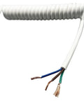 Bulletproof Retractable Coiled Cord With Pure Copper Core Conductors For Flatout Power Delivery Smooth Thirty Foot Extension and Heavy Duty White Shell exposed wires