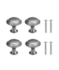 Stainless Steel Cabinet Door Handles Set Of 4 With Hidden Buckle Drawer Pulls And Furniture Hardware Gear For Kitchen Wardrobe Gun Grey Small Includes Easy Install Screws, showing all handles and screws