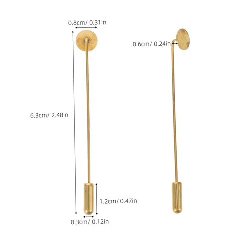 Bulk 50 Pack Copper Flat Round Tray Lapel Pins With Heavy Fabric Fastening And Raw Finish Metal Brooch Sticks dimensions and details.