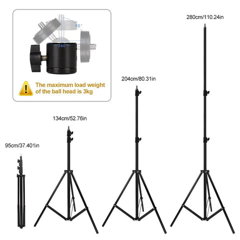 Heavy Duty Light Stand 9.5 Feet Adjustable Tripod for Photo Studio Gear with Cushioned Spring Locking and 3-leg support