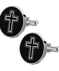 Cross Cufflinks For Men Black Titanium Steel Shirt Fasteners 1 Pair For Business And Formal Shirts With Durable Finish
