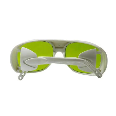 Kick Ass Eye Safety Protection Goggles for 1064NM YAG Laser Cutting and Welding with OD Plus Four Absorbing Filter, green lenses and white frame.