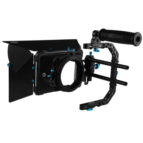 Pro Grade 15mm Rail DSLR Swing Away Matte Box Kit With Top Handle And Quick Flags for cameras like Sony A7, A9, Z6, BMPCC