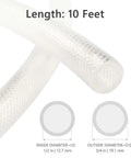 Half Inch ID And Three Quarter Inch OD Ten Foot High Pressure Braided Clear PVC Vinyl Tubing Heavy Duty Reinforced Hose BPA Free