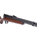 Chief PCP Air Rifle In.22 Caliber With Classic Hardwood Stock And Brown Finish, angled view showing hardwood material and sleek design