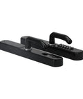 Heavy Duty Outdoor Door Lock With Sleek Keypad And Spare Key, Built Tough Battery Free Aluminum Alloy Gate Lock For Courtyard Entry, Matte Black Finish, front view with keypad.