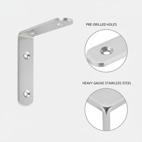 Heavy Duty Stainless Steel L Bracket Shelf Support For Furniture Reinforcement And Floating Shelves Rugged Corner Brace