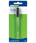 Straight Up Glass Medicine Droppers For Ear And Eye Care, 1 Milliliter Precision Pipettes, individual glass dropper in packaging.