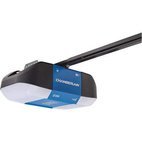 Bulletproof Smart Garage Door Opener With Smooth Belt Drive Plus Reliable Battery Backup, mounted unit close-up.
