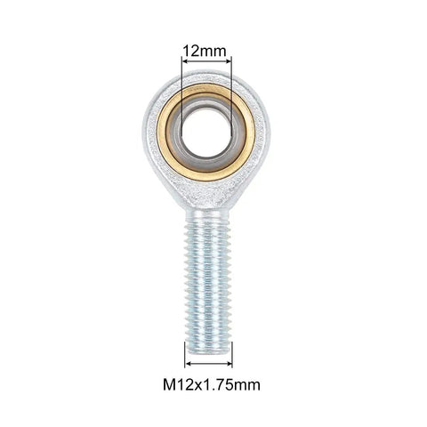 Beefy 12mm Rod End Bearing With Left Hand Thread M12x1.75 Ball Joint, Male Spherical Joint For Hydraulics, CNC Tools, Automation Equipment, Industrial Machinery, 2 Pieces