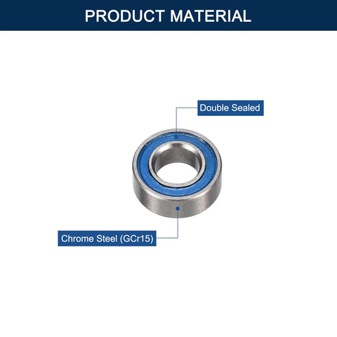 HiPicco MR74-2RS miniature deep groove ball bearing, chrome steel with blue double seals, 4x7x2.5 mm