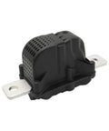 Straight Up Badass High Voltage Battery Disconnect Pyro Fuse Fits Tesla Model 3 And Model Y 2017 To 2023 side view, black plastic casing with metal connection.