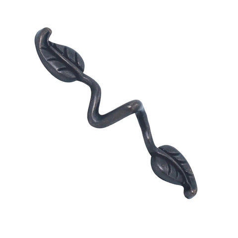 Six Pack Bronze Leaf Shape Drawer Pulls With Three Inch Center For Vintage Style Cabinets Retro Vibe 4.72 Inch Length Zinc Alloy