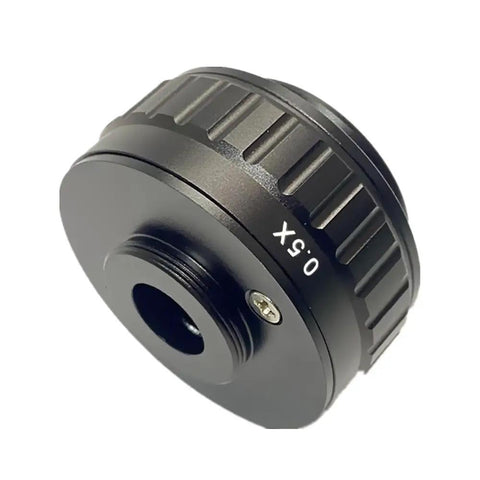 Super Handy Zero Point Five X Reduction C Mount Lens Adapter For Your Trinocular Stereo Microscope With Thirty Eight Millimeter Interface Fits All C Mount Industrial Cameras And Ccd Cmos Microscope Cameras. 0.5x black metal adapter