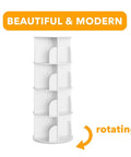 Four Tier Rotating Bookshelf Tower With Spinning Lazy Susan 360 Degree Revolving Book Storage Carousel White Space Saving Corner Organizer