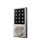 Front view of Z-Wave Smart Touchpad Deadbolt Lock With Tuscany Bronze Finish, Touchscreen Code Entry Or App Control, ANSI Grade 3 Security.