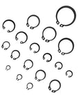 225Pcs 18 Sizes Alloy Steel Circlip Snap Ring External Retaining Clamps Ring Washer Assortment Kit 6 To 32mm Black Built Tough Rust Resistant