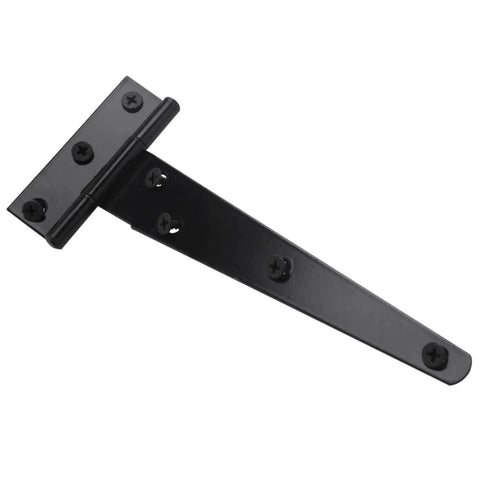 Heavy Duty 6 Inch T Strap Door Hinges 4 Pack Tee Shed Gate Hinges For Wooden Doors And Cabinets Black Finish Strong Steel Construction