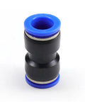 Super Cool 100 Piece Pneumatic Fittings Kit Push To Connect Air Hose Adapters For Quick Assembly With Adjustable Size Port And Elegant Black Finish Fit Perfectly For Compressors And Industrial Tools. black push-to-connect pneumatic fitting with blue seals, close-up