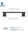 Diagram showing dimensions of 10 Pack Black 5 Inch Center To Center Cabinet Handles Drawer Pulls Square Hardware For Kitchen Cabinets Dresser Bathroom Vanity Durable Metal Construction With Smooth Edges For Easy Installation And A Modern Square Look For Any Kitchen Or Bath Decor.