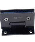 Frameless Glass Door Hinge 90 Degree Matte Black 2 Pack Made From 304 Stainless Steel No Fuss Install Clips for Bathroom and Kitchen Cabinets