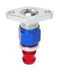 Heavy Duty Turbo Oil Drain Flange Kit Made From High Strength Steel For T3 T4 GT Series With Gasket And Screws To Stop Ooil Leaks And Boost Engine Performance For Your Car blue and red fitting
