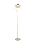 Gold Metal Floor Lamp With Hanging Glass Shade For Living Room, Tall 65 Inch Standing Lamp, Contemporary Modern Design