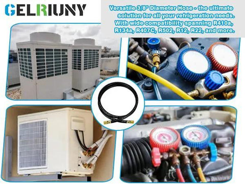 Gelriuny 3/8-in heavy-duty vacuum charging hose, 5 ft, 600 PSI working, 3000 PSI burst, with 3/8-in fittings