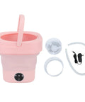 No Sweat Foldable Mini Washing Machine, Portable Compact Washer with accessories for baby clothes and daily essentials.