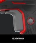 Lock-on trigger detail of Beast Of A Half Inch Hammer Drill With A Seven Amp Motor Delivers Up To 3,100 RPM And 52,700 BPM, Keyed Chuck