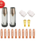 Top Notch 16 Pc Consumable Parts Kit For.035 Everlast Cyclone 212 Mig Welder Machine with nozzle tips and liners.