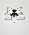 Sleek Industrial Metal Cage Semi Flush Mount Ceiling Light For Entryways And Living Rooms Modern Black Durable Lighting Fixture With No Sweat Setup And Killer Accents, showing top view with five bulbs.