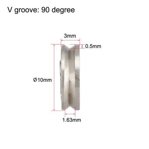 V-groove guide pulley side view, carbon steel, 3x10x3 mm