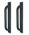 Beefy 12 Inch Heavy Duty Steel Barn Door Handles Black Powder Coat 2 Pack Gate Pulls For Outdoor Fence Garden Patio And Indoor Closet Cabinets Door Pulls Full Welded Metal Easy Grip, showing front view of two handles