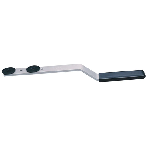 Offset Duct Stretcher For One Hand Drive Cleat Install, DS2 Style with knuckle safe offset handle and adjustable wheel spacing