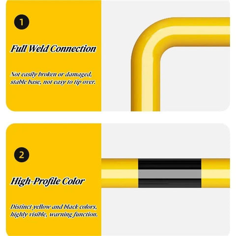 Full Weld Steel Driveway Guard design features, highlighting stable base and high-profile color for visibility.