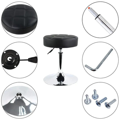 Height Adjustable Padded Shop Stool With 360 Degree Swivel For Counter Desk Home Office Bar And Salon, parts and assembly