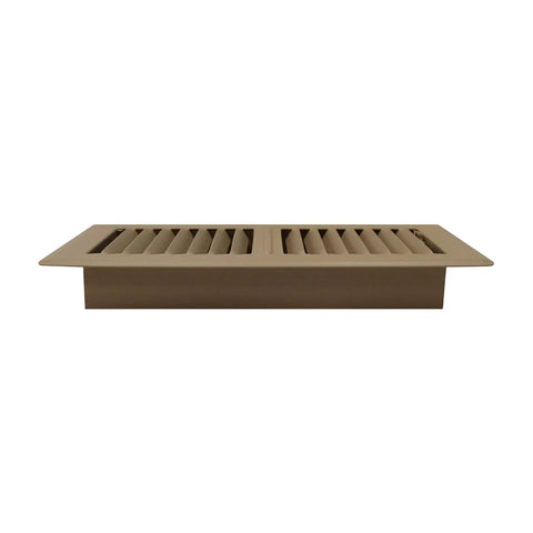 Side view of Pro Grates Steel Floor Register Brown 4x10 Inch Contractor Grade Powder Coated Floor Vent for Home
