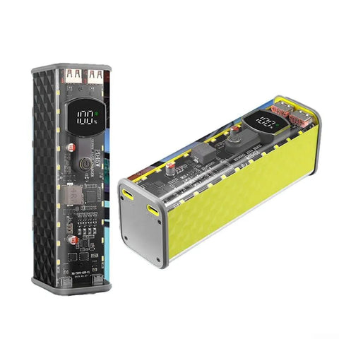 Effortless No Sweat Solderless DIY Power Bank Enclosure Holds Eight 18650 Batteries In Transparent ABS Case Featuring Killer 45 Watt Fast Charging.
