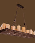 Killer Industrial Pendant Light Wrought Iron Wood Chandelier Hanging Ceiling Lamp with candles, 118x40 cm, for home decor.