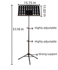 Folding Music Stand Portable With One Step Setup And Tool Free Height Adjustment Thickened Steel Frame For Orchestra Church And School