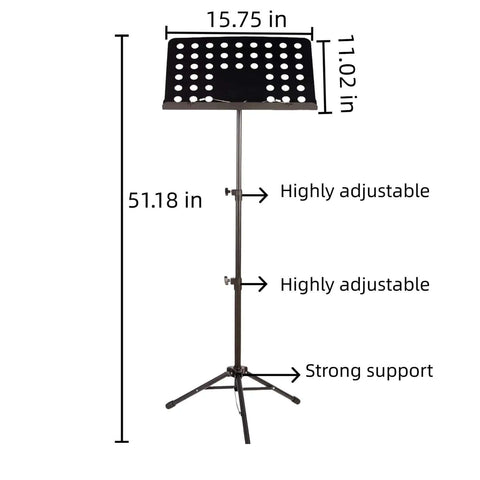 Folding Music Stand Portable With One Step Setup And Tool Free Height Adjustment Thickened Steel Frame For Orchestra Church And School