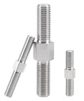 Two M12x60 304 stainless steel double-ended studs with hex heads; right- and left-hand threads.