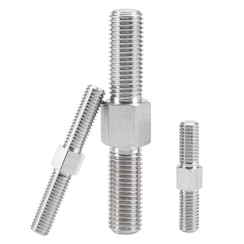 M5 stainless steel double-ended studs with hex nuts and left- and right-hand threads, three pieces